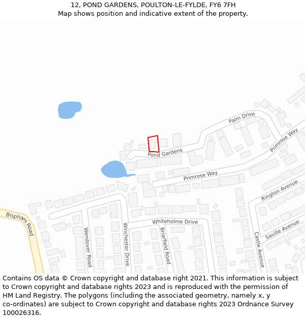 12, POND GARDENS, POULTON-LE-FYLDE, FY6 7FH: Location map and indicative extent of plot