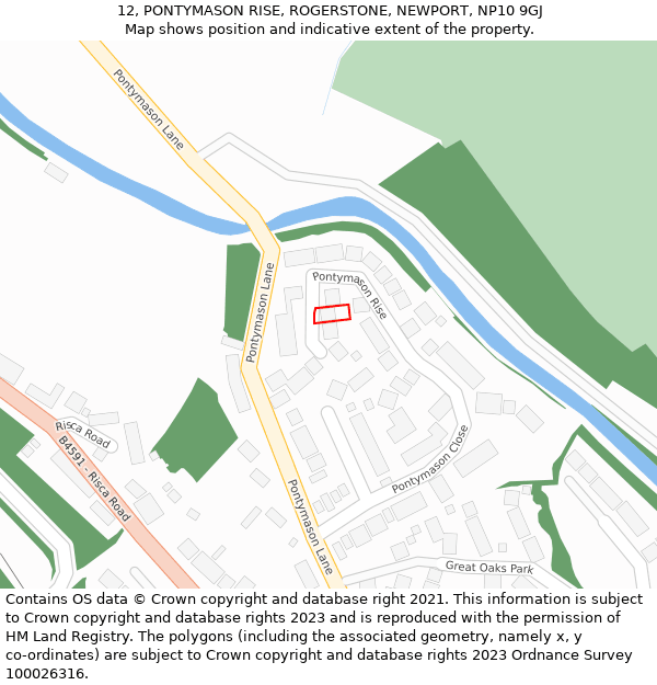 12, PONTYMASON RISE, ROGERSTONE, NEWPORT, NP10 9GJ: Location map and indicative extent of plot