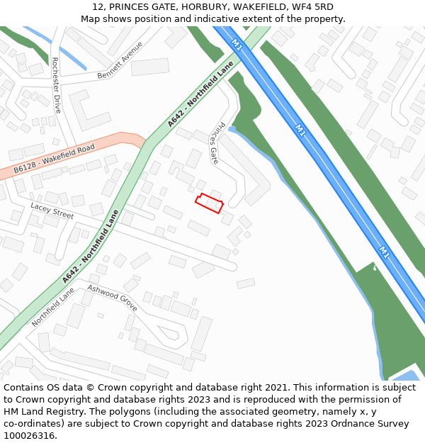 12, PRINCES GATE, HORBURY, WAKEFIELD, WF4 5RD: Location map and indicative extent of plot