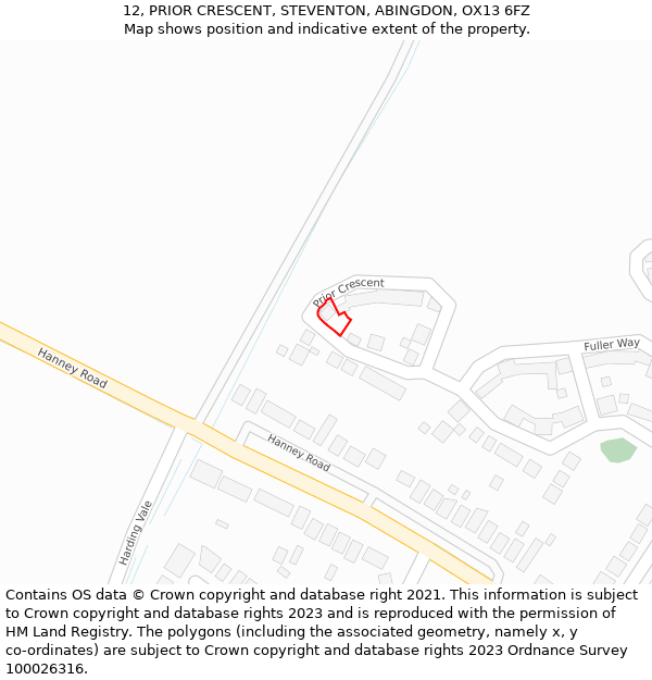 12, PRIOR CRESCENT, STEVENTON, ABINGDON, OX13 6FZ: Location map and indicative extent of plot