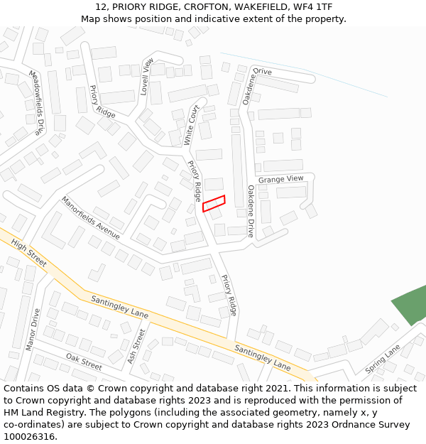 12, PRIORY RIDGE, CROFTON, WAKEFIELD, WF4 1TF: Location map and indicative extent of plot