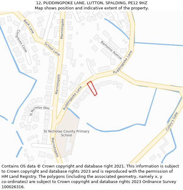 12, PUDDINGPOKE LANE, LUTTON, SPALDING, PE12 9HZ: Location map and indicative extent of plot