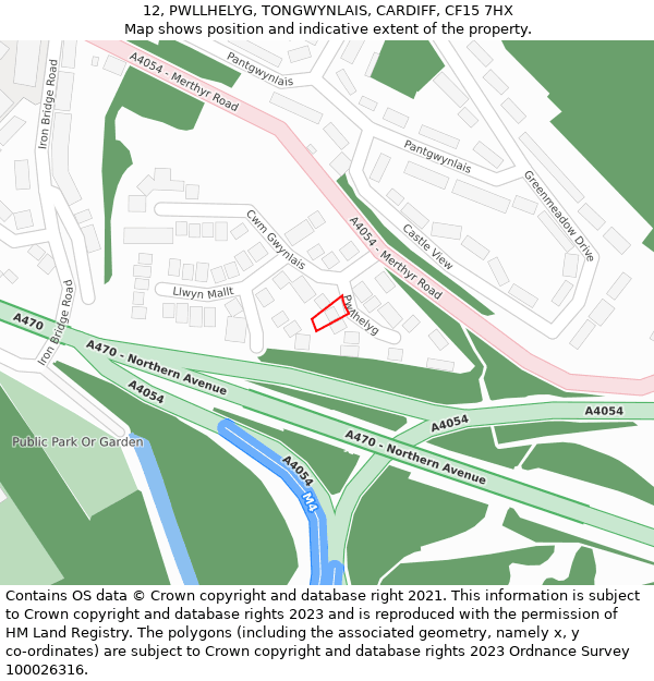 12, PWLLHELYG, TONGWYNLAIS, CARDIFF, CF15 7HX: Location map and indicative extent of plot