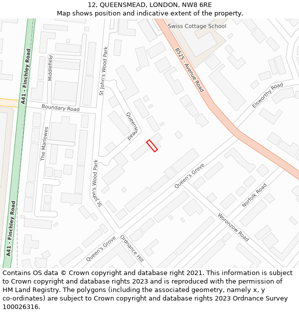 12, QUEENSMEAD, LONDON, NW8 6RE: Location map and indicative extent of plot