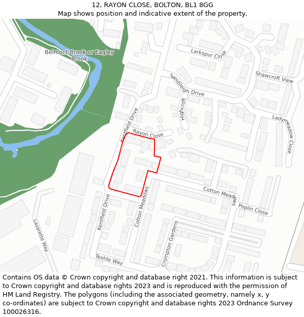 12, RAYON CLOSE, BOLTON, BL1 8GG: Location map and indicative extent of plot