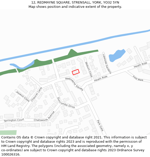 12, REDMAYNE SQUARE, STRENSALL, YORK, YO32 5YN: Location map and indicative extent of plot