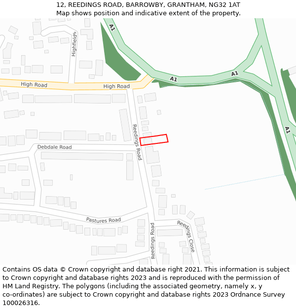12, REEDINGS ROAD, BARROWBY, GRANTHAM, NG32 1AT: Location map and indicative extent of plot