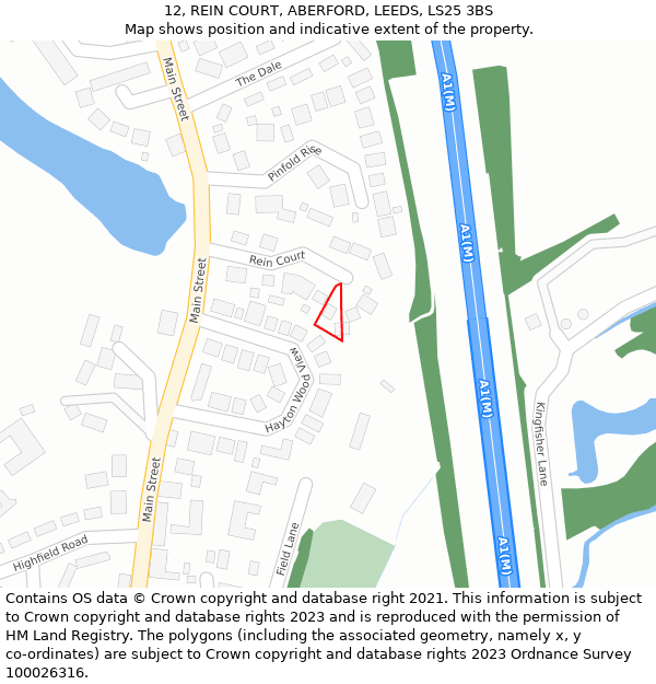 12, REIN COURT, ABERFORD, LEEDS, LS25 3BS: Location map and indicative extent of plot