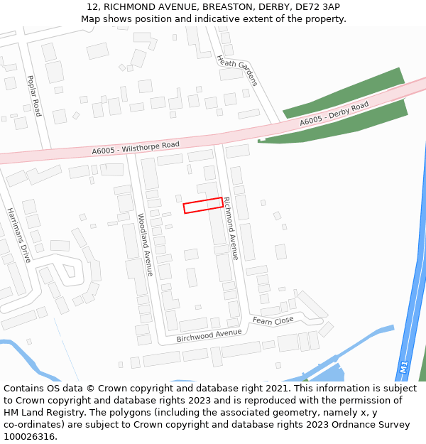 12, RICHMOND AVENUE, BREASTON, DERBY, DE72 3AP: Location map and indicative extent of plot