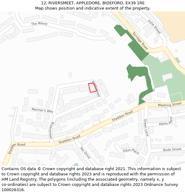 12, RIVERSMEET, APPLEDORE, BIDEFORD, EX39 1RE: Location map and indicative extent of plot