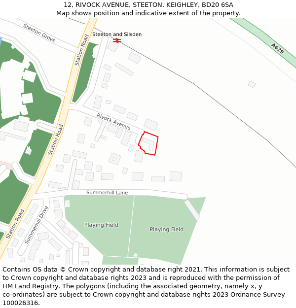 12, RIVOCK AVENUE, STEETON, KEIGHLEY, BD20 6SA: Location map and indicative extent of plot