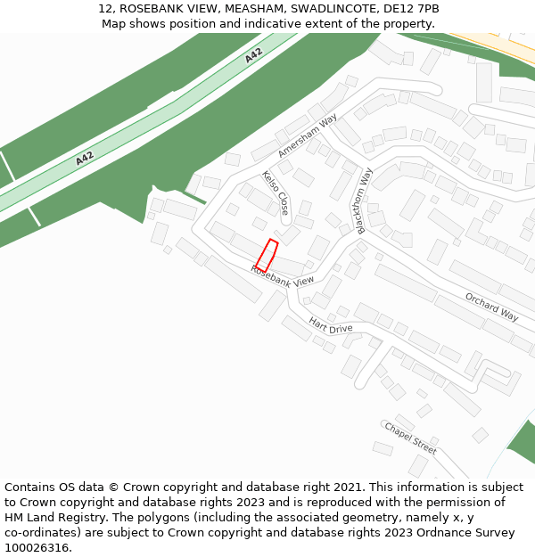 12, ROSEBANK VIEW, MEASHAM, SWADLINCOTE, DE12 7PB: Location map and indicative extent of plot