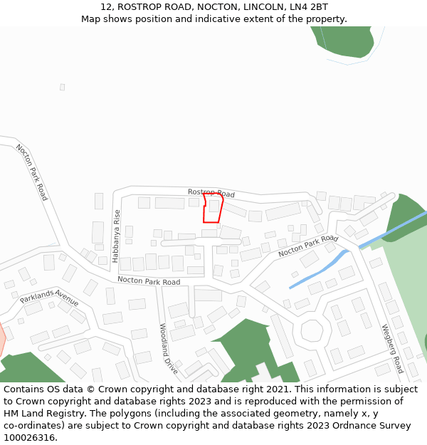 12, ROSTROP ROAD, NOCTON, LINCOLN, LN4 2BT: Location map and indicative extent of plot