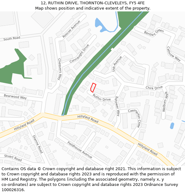 12, RUTHIN DRIVE, THORNTON-CLEVELEYS, FY5 4FE: Location map and indicative extent of plot