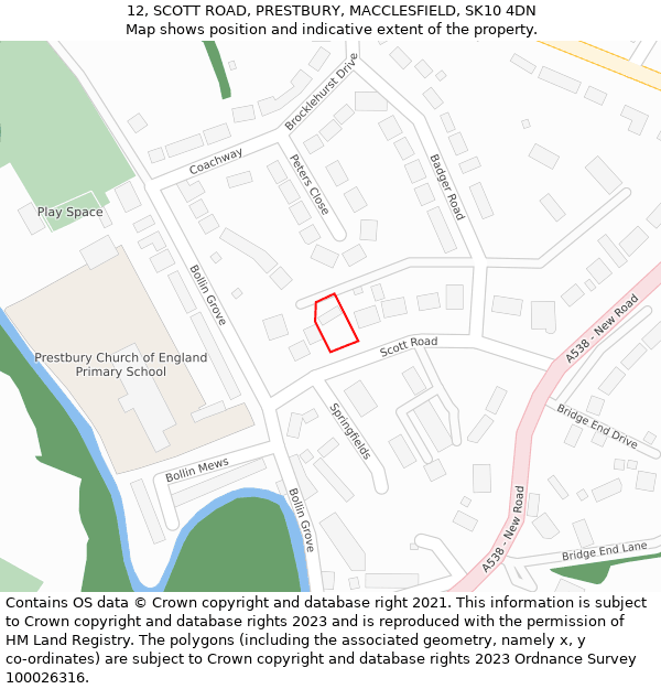 12, SCOTT ROAD, PRESTBURY, MACCLESFIELD, SK10 4DN: Location map and indicative extent of plot