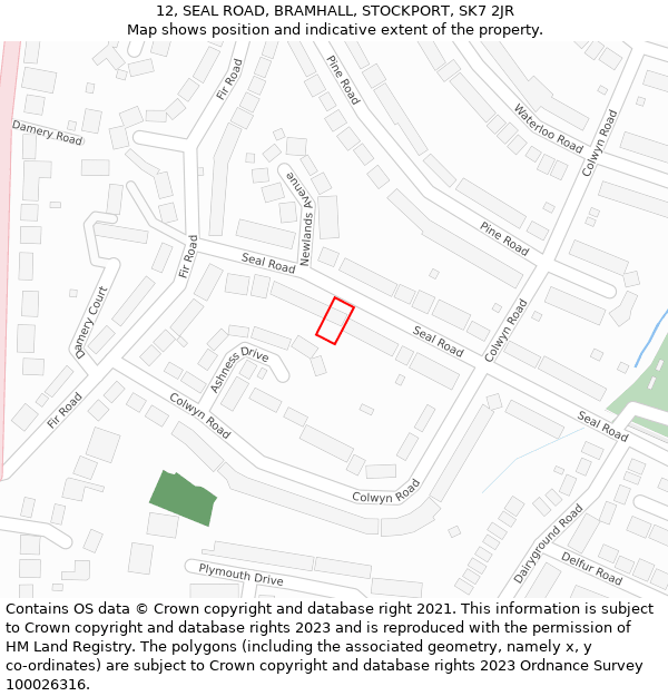 12, SEAL ROAD, BRAMHALL, STOCKPORT, SK7 2JR: Location map and indicative extent of plot