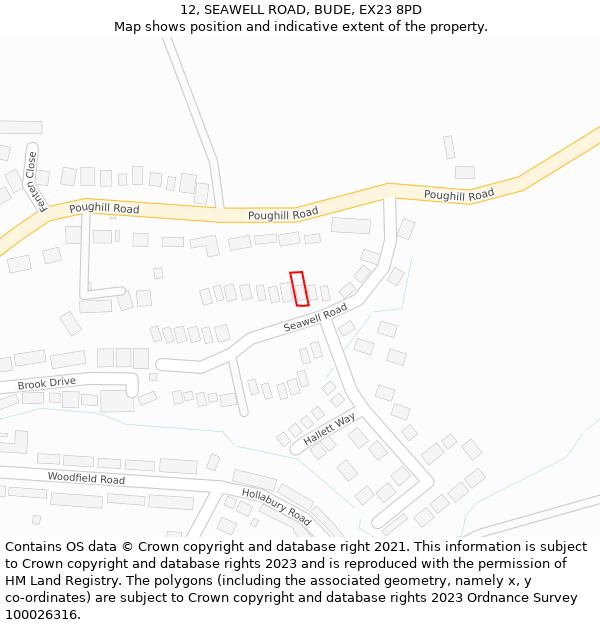 12, SEAWELL ROAD, BUDE, EX23 8PD: Location map and indicative extent of plot