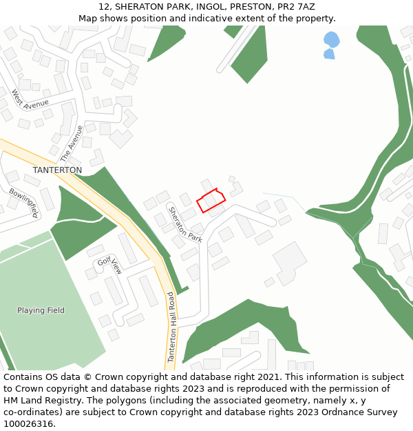 12, SHERATON PARK, INGOL, PRESTON, PR2 7AZ: Location map and indicative extent of plot