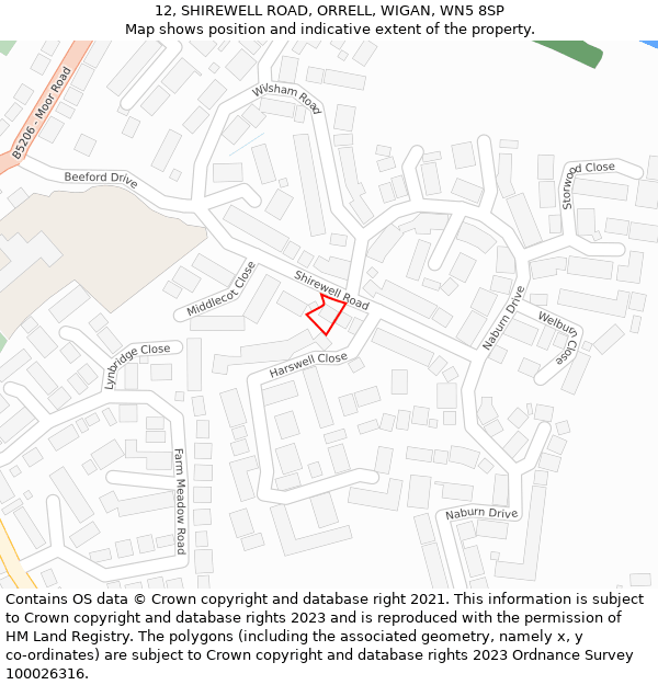 12, SHIREWELL ROAD, ORRELL, WIGAN, WN5 8SP: Location map and indicative extent of plot