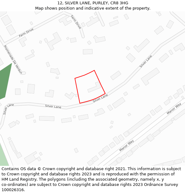12, SILVER LANE, PURLEY, CR8 3HG: Location map and indicative extent of plot