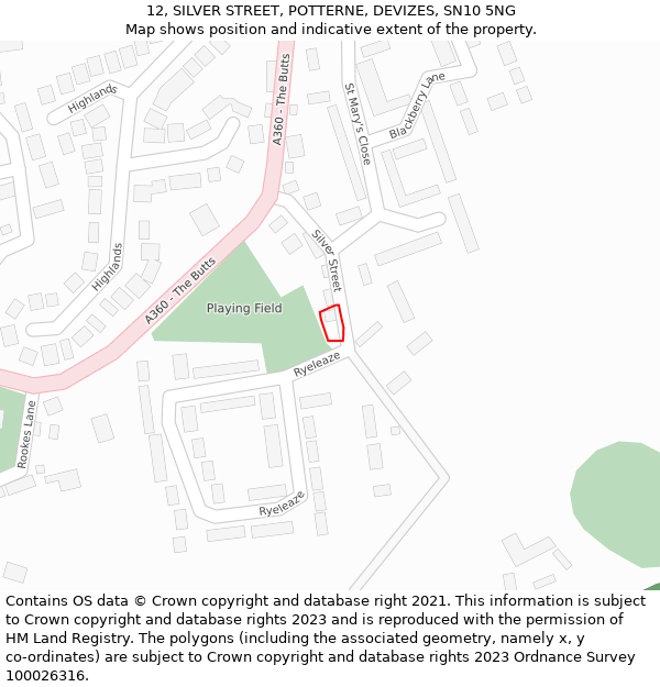 12, SILVER STREET, POTTERNE, DEVIZES, SN10 5NG: Location map and indicative extent of plot