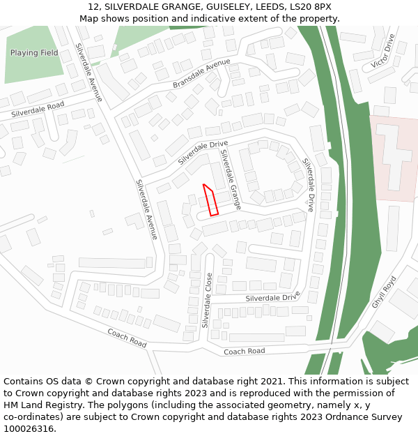 12, SILVERDALE GRANGE, GUISELEY, LEEDS, LS20 8PX: Location map and indicative extent of plot