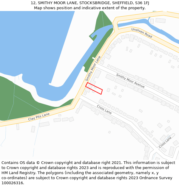 12, SMITHY MOOR LANE, STOCKSBRIDGE, SHEFFIELD, S36 1FJ: Location map and indicative extent of plot