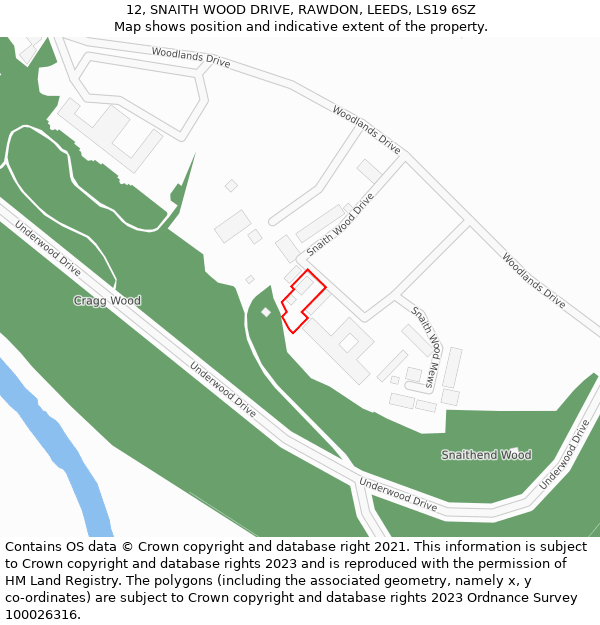 12, SNAITH WOOD DRIVE, RAWDON, LEEDS, LS19 6SZ: Location map and indicative extent of plot