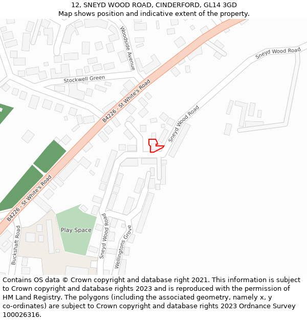 12, SNEYD WOOD ROAD, CINDERFORD, GL14 3GD: Location map and indicative extent of plot