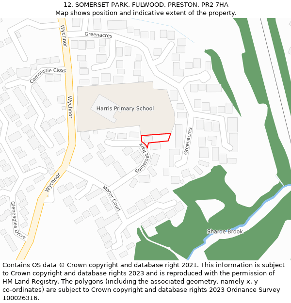 12, SOMERSET PARK, FULWOOD, PRESTON, PR2 7HA: Location map and indicative extent of plot