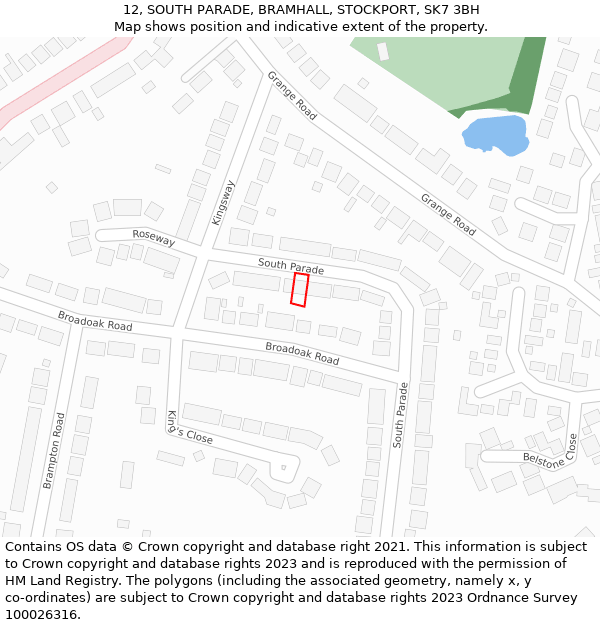 12, SOUTH PARADE, BRAMHALL, STOCKPORT, SK7 3BH: Location map and indicative extent of plot