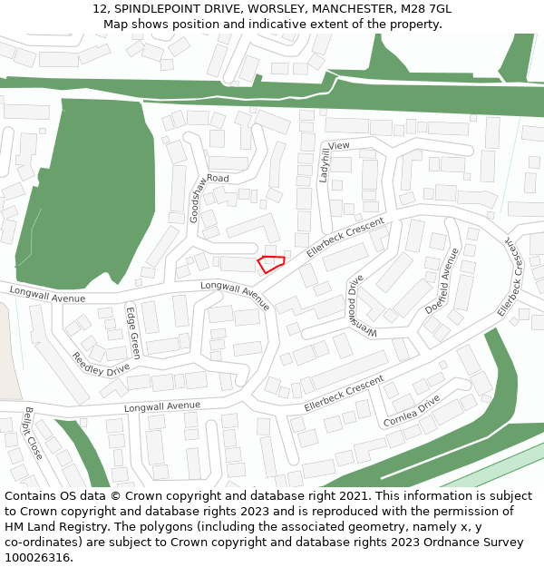 12, SPINDLEPOINT DRIVE, WORSLEY, MANCHESTER, M28 7GL: Location map and indicative extent of plot