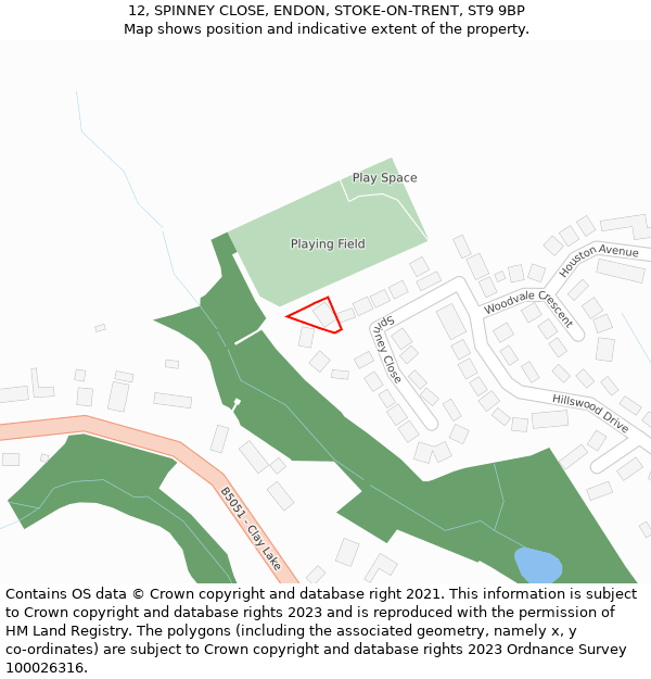 12, SPINNEY CLOSE, ENDON, STOKE-ON-TRENT, ST9 9BP: Location map and indicative extent of plot