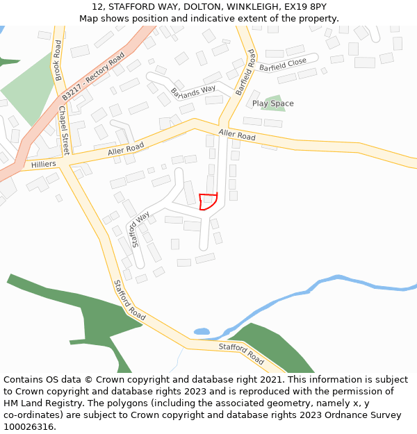 12, STAFFORD WAY, DOLTON, WINKLEIGH, EX19 8PY: Location map and indicative extent of plot