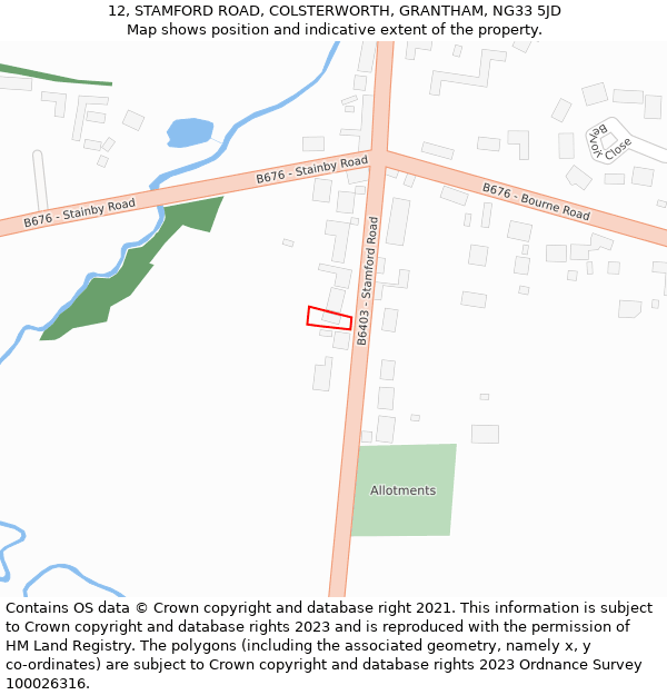 12, STAMFORD ROAD, COLSTERWORTH, GRANTHAM, NG33 5JD: Location map and indicative extent of plot