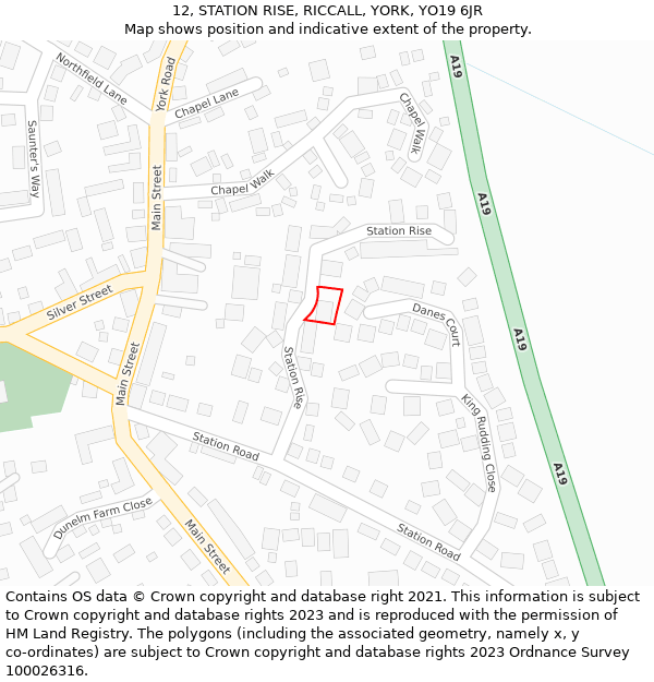12, STATION RISE, RICCALL, YORK, YO19 6JR: Location map and indicative extent of plot