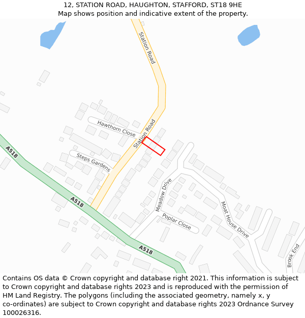 12, STATION ROAD, HAUGHTON, STAFFORD, ST18 9HE: Location map and indicative extent of plot