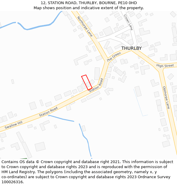 12, STATION ROAD, THURLBY, BOURNE, PE10 0HD: Location map and indicative extent of plot