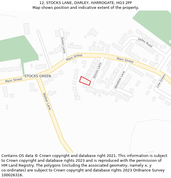 12, STOCKS LANE, DARLEY, HARROGATE, HG3 2PF: Location map and indicative extent of plot