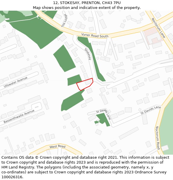 12, STOKESAY, PRENTON, CH43 7PU: Location map and indicative extent of plot