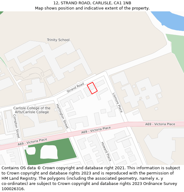 12, STRAND ROAD, CARLISLE, CA1 1NB: Location map and indicative extent of plot