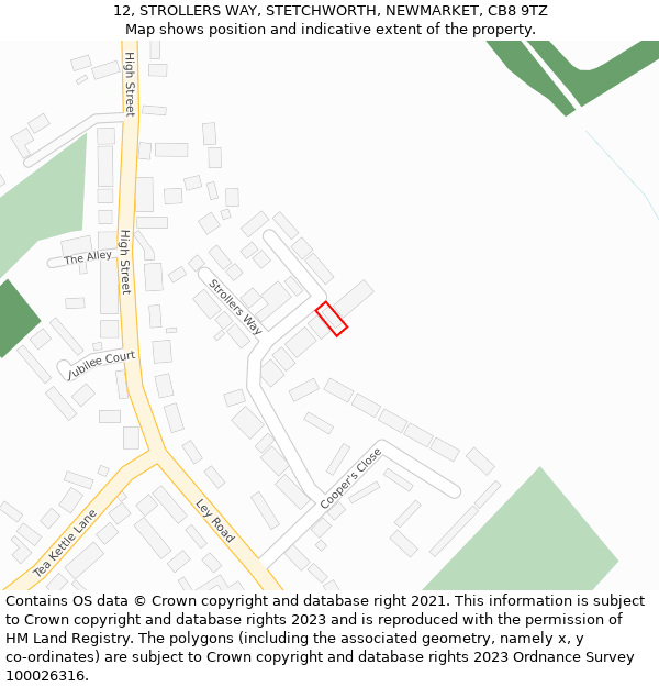 12, STROLLERS WAY, STETCHWORTH, NEWMARKET, CB8 9TZ: Location map and indicative extent of plot