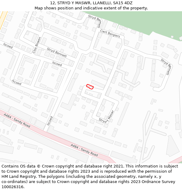 12, STRYD Y MASWR, LLANELLI, SA15 4DZ: Location map and indicative extent of plot