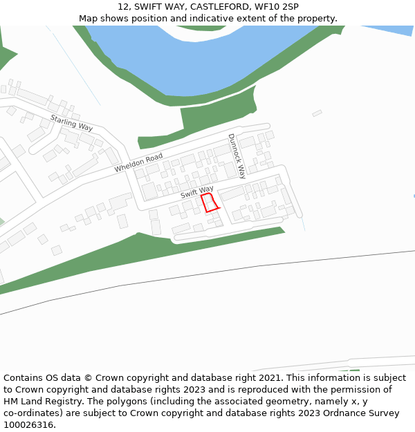 12, SWIFT WAY, CASTLEFORD, WF10 2SP: Location map and indicative extent of plot