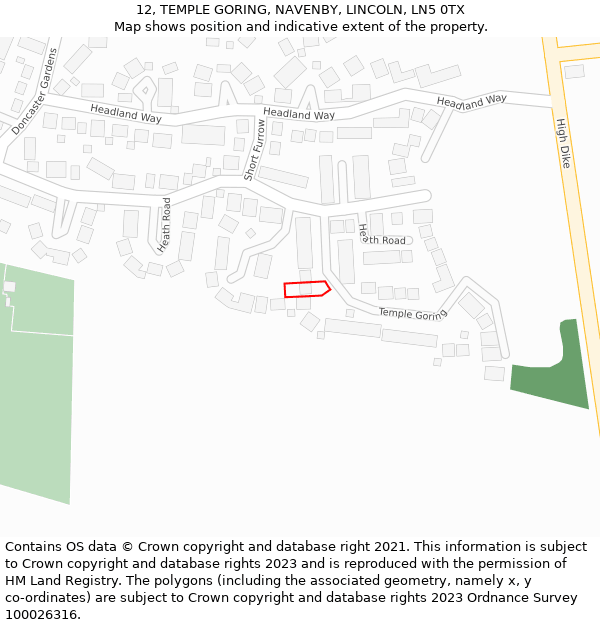 12, TEMPLE GORING, NAVENBY, LINCOLN, LN5 0TX: Location map and indicative extent of plot