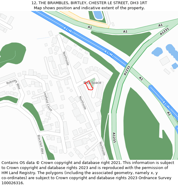 12, THE BRAMBLES, BIRTLEY, CHESTER LE STREET, DH3 1RT: Location map and indicative extent of plot