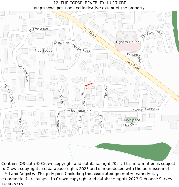 12, THE COPSE, BEVERLEY, HU17 0RE: Location map and indicative extent of plot