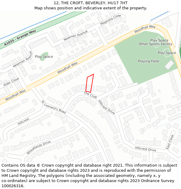 12, THE CROFT, BEVERLEY, HU17 7HT: Location map and indicative extent of plot