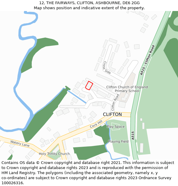 12, THE FAIRWAYS, CLIFTON, ASHBOURNE, DE6 2GG: Location map and indicative extent of plot