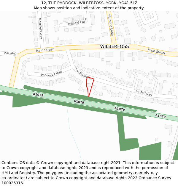 12, THE PADDOCK, WILBERFOSS, YORK, YO41 5LZ: Location map and indicative extent of plot